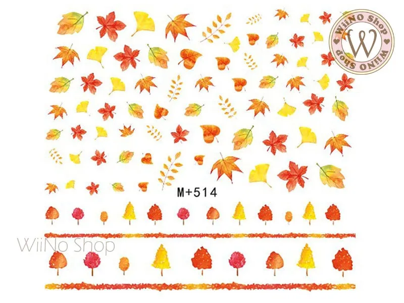 M 514 Fall Maple Water Slide Nail Art Decals - 1pc