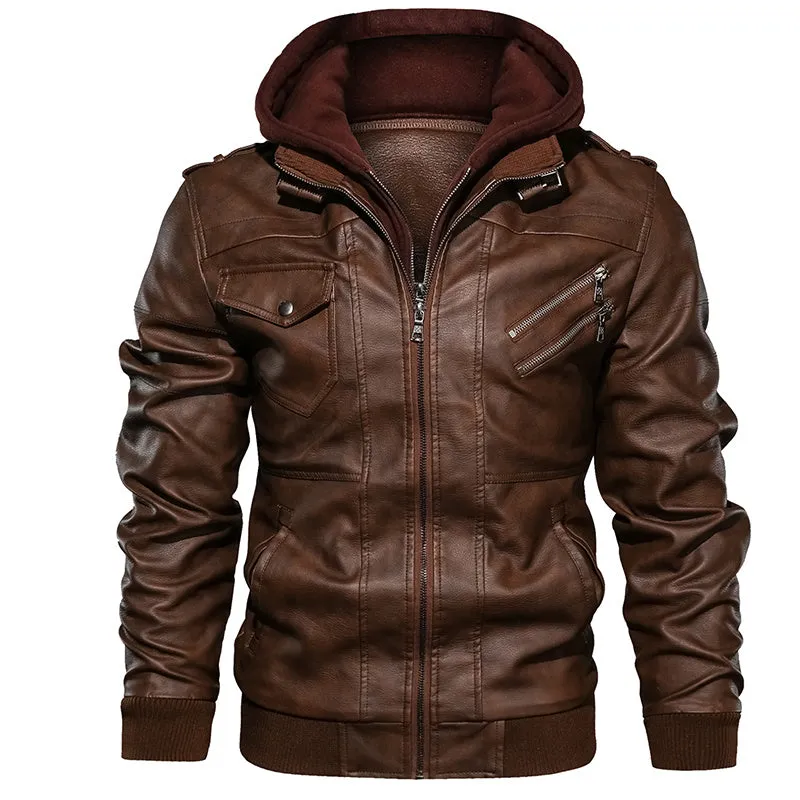 Men's Faux Leather Casual Motorcycle Jacket Coat
