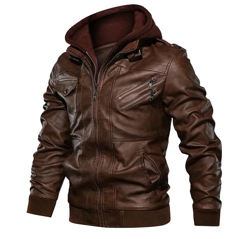 Men's Faux Leather Casual Motorcycle Jacket Coat