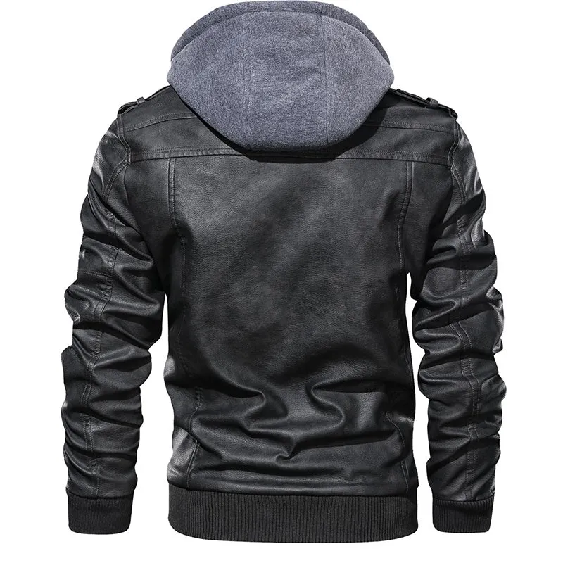 Men's Faux Leather Casual Motorcycle Jacket Coat