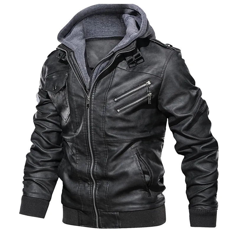 Men's Faux Leather Casual Motorcycle Jacket Coat