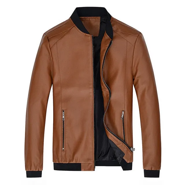 Mountainskin Men's PU Jackets Spring Autumn Faux Leather Coat