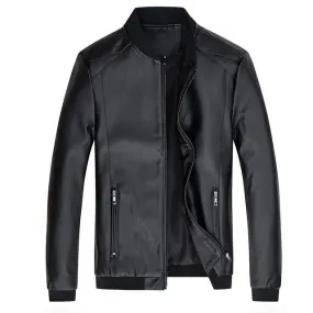 Mountainskin Men's PU Jackets Spring Autumn Faux Leather Coat