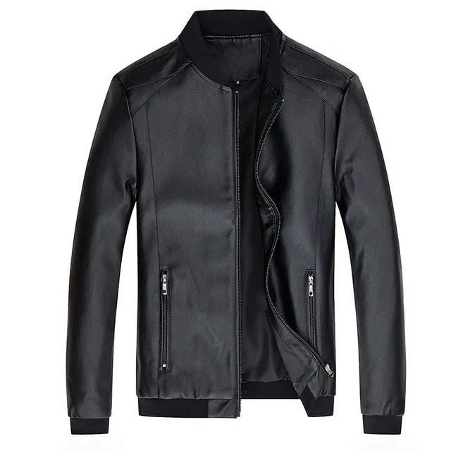 Mountainskin Men's PU Jackets Spring Autumn Faux Leather Coat