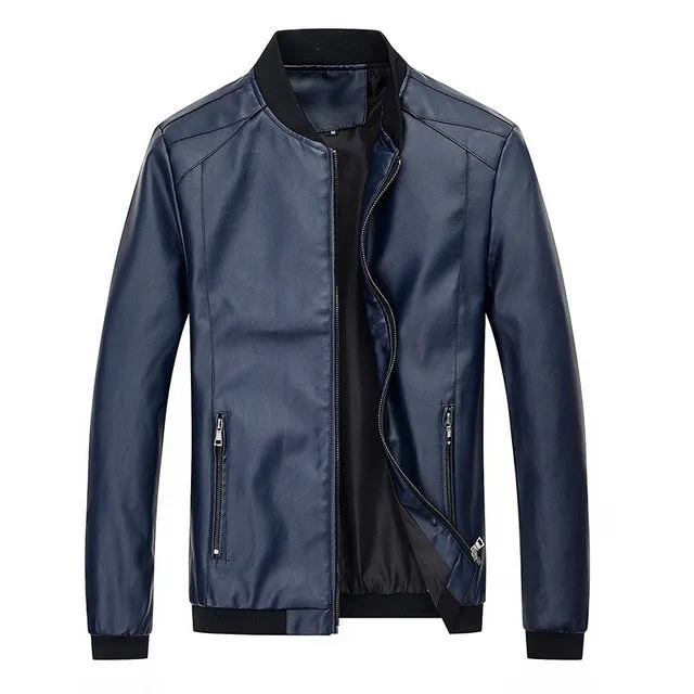 Mountainskin Men's PU Jackets Spring Autumn Faux Leather Coat