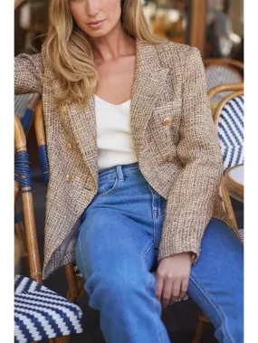 Natasha Tweed Fitted Blazer - Gold