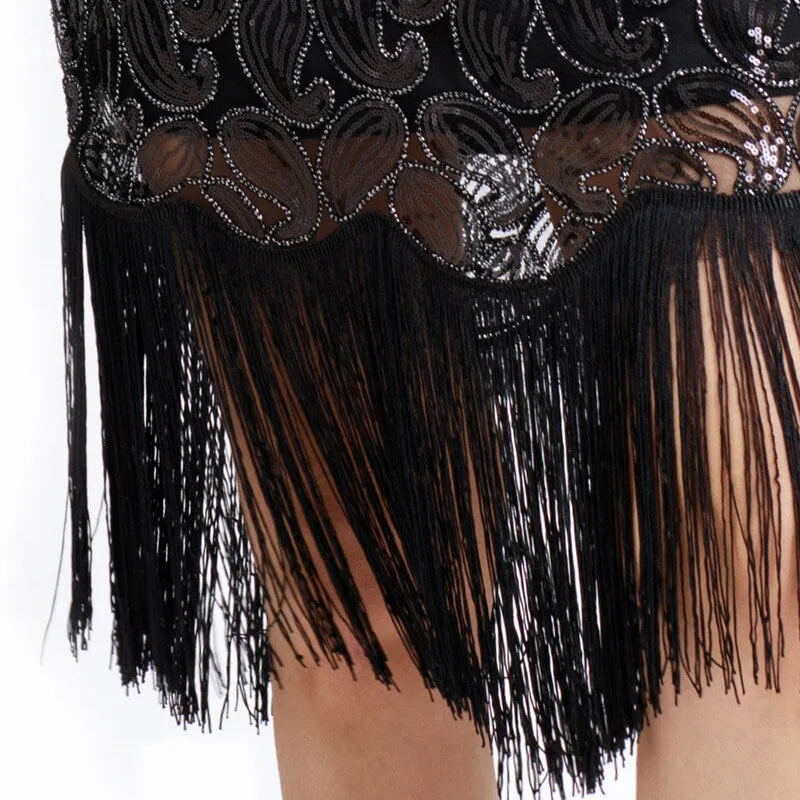 Pencil Calf-Length 1920s Dress with Tassels