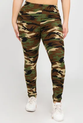 Plus Size Take Command Camouflage Print Leggings