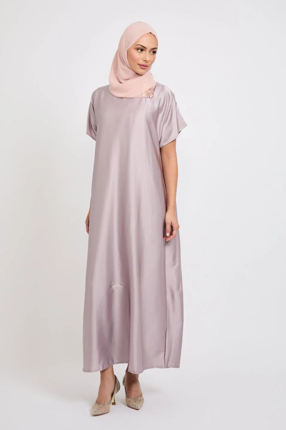 Premium Satin Inner Slip Dress - English Rose
