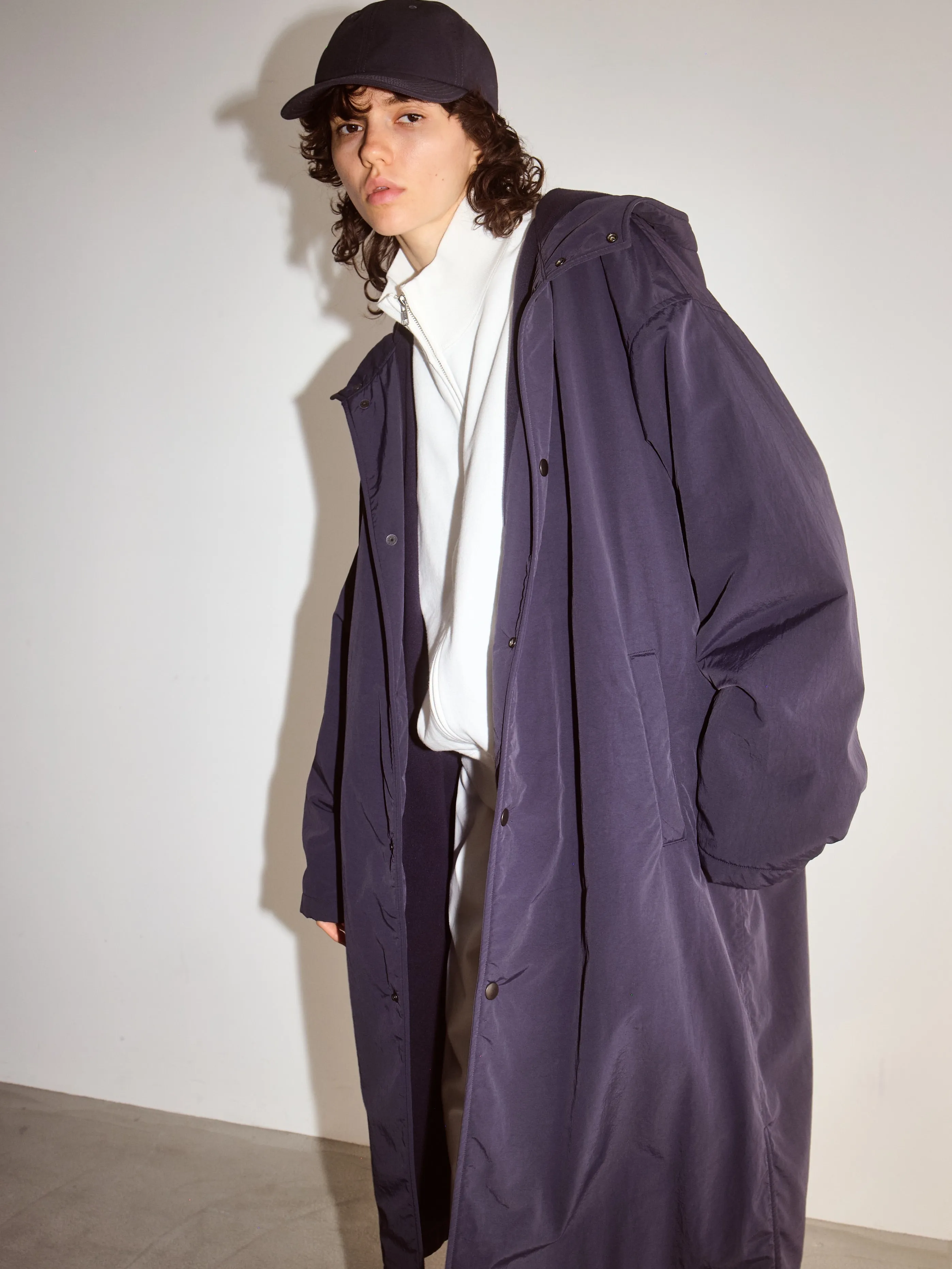 Recycle Nylon Taffeta/Recycle Polyester Fleece Coat - Navy