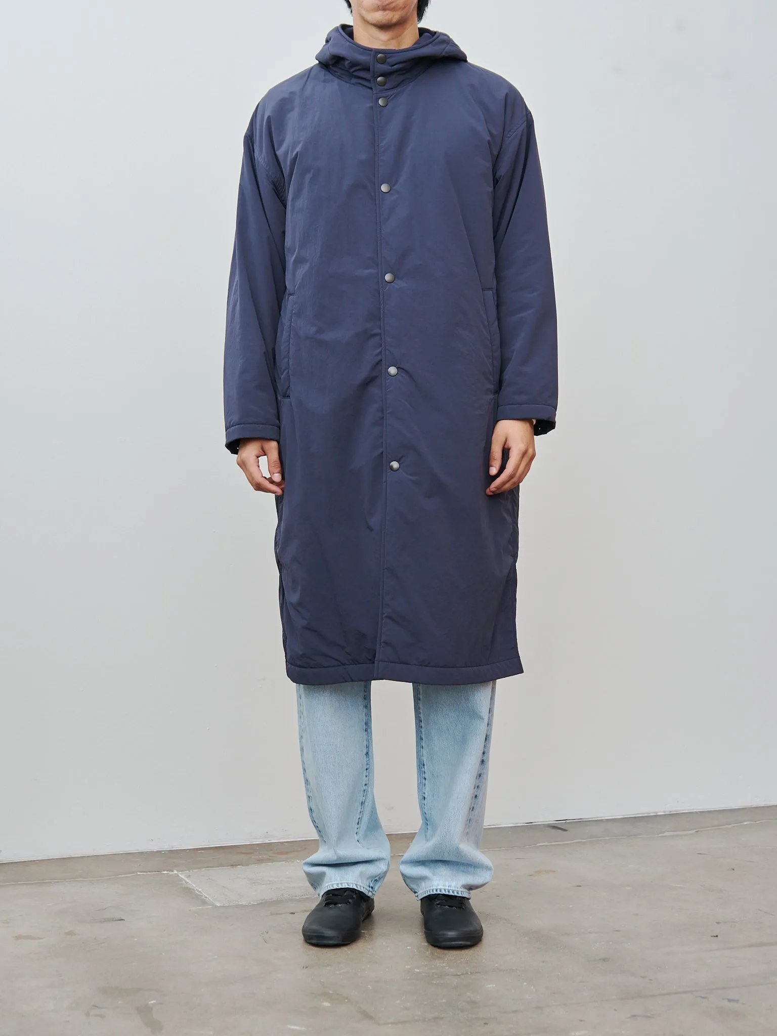 Recycle Nylon Taffeta/Recycle Polyester Fleece Coat - Navy