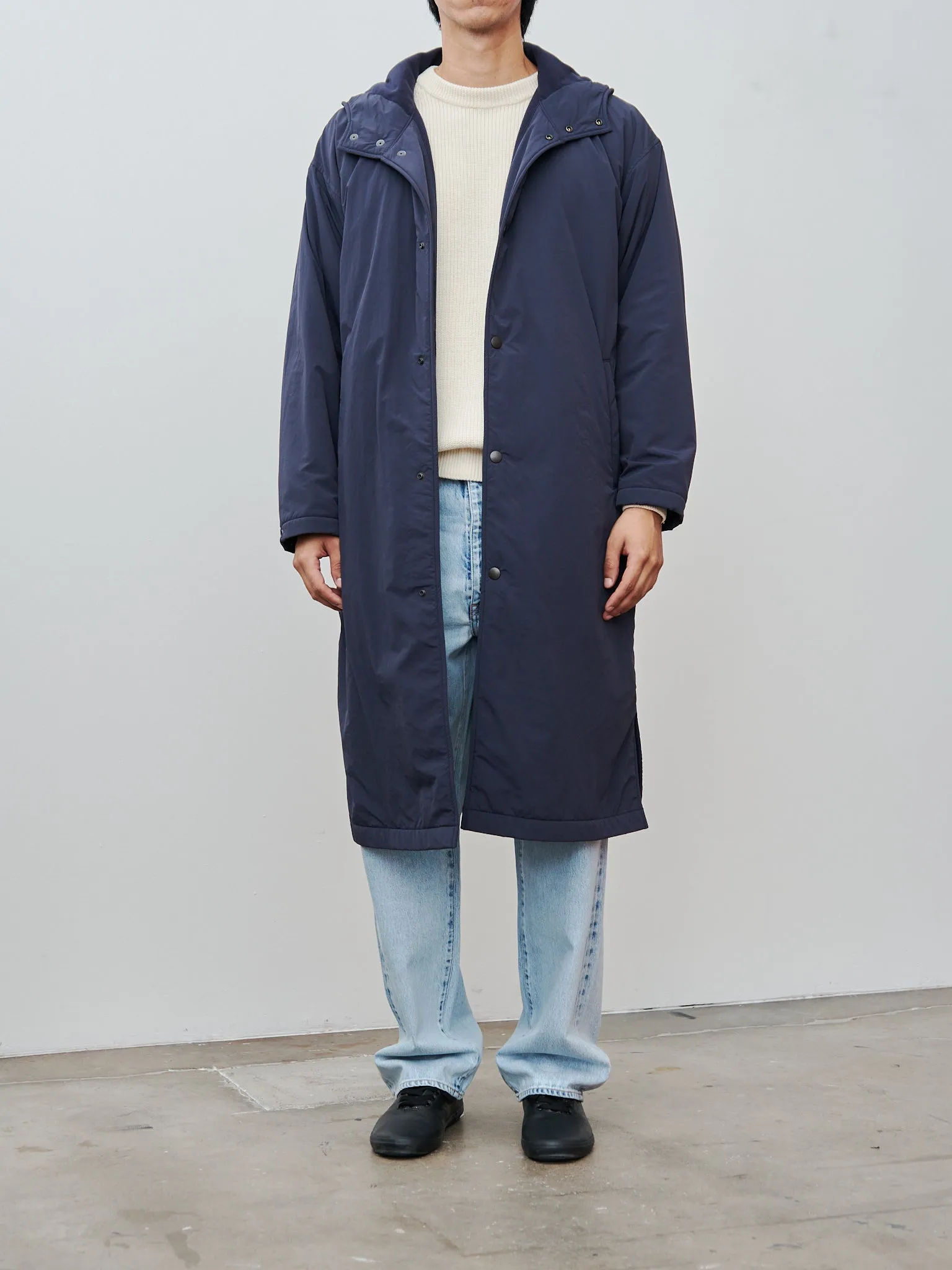 Recycle Nylon Taffeta/Recycle Polyester Fleece Coat - Navy