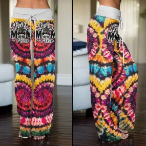 Red Black Tribe Vibe Skull Mom High-waisted Wide Leg Pants