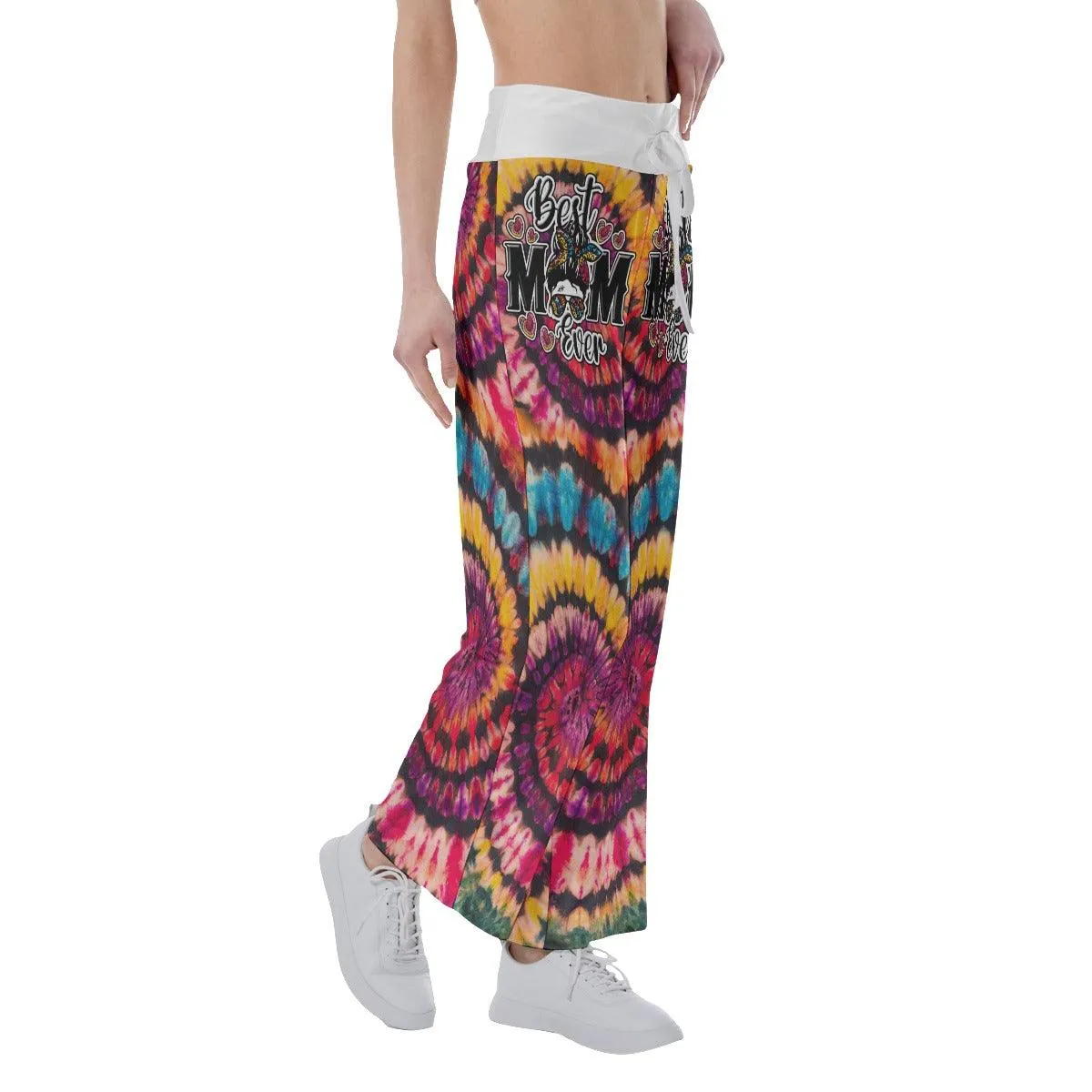 Red Black Tribe Vibe Skull Mom High-waisted Wide Leg Pants