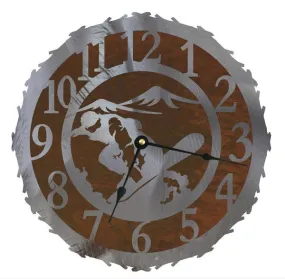 Snowboarder 12" Round Metal Wall Clock