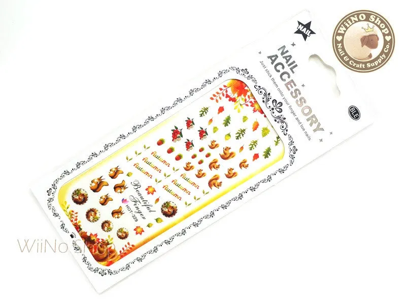 Squirrel Fall Water Slide Nail Art Decals - 1pc (HOT-329)