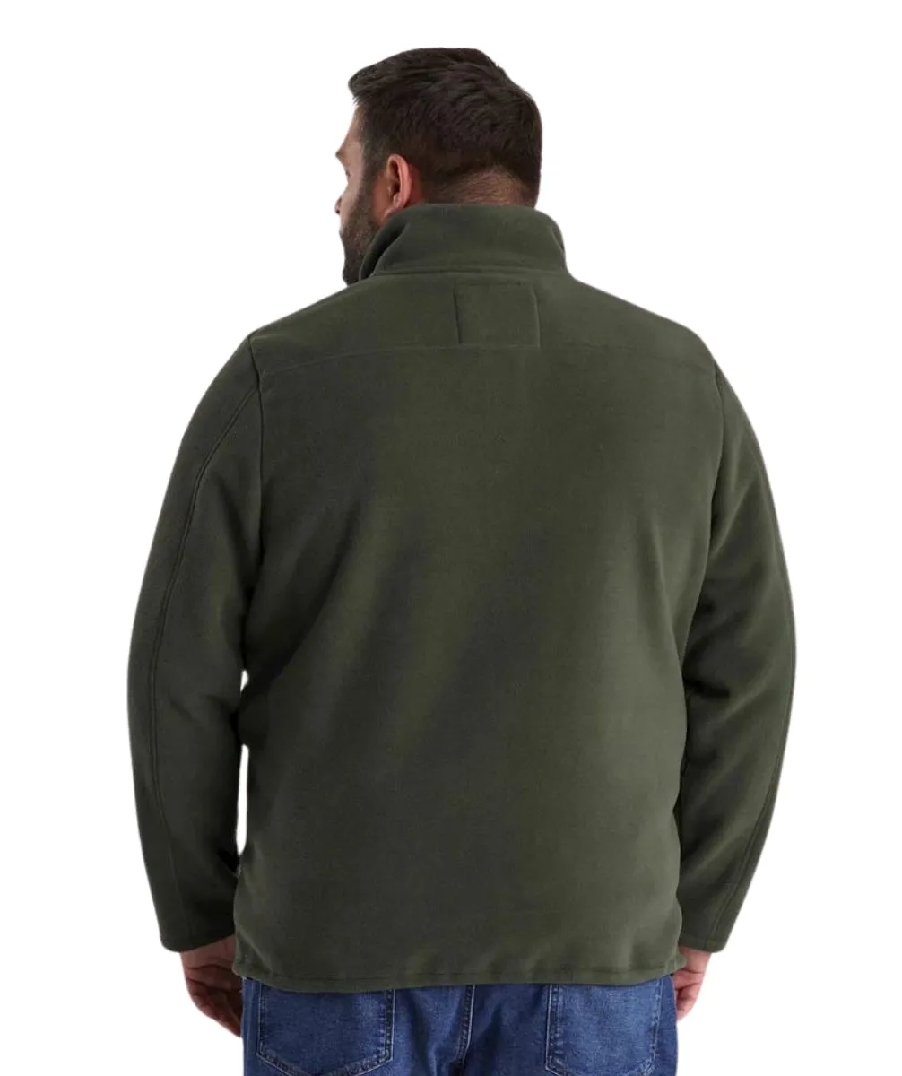 Stoy Earle Mens Plus Size Zip Fleece Jacket Dark Olive Sizes 4XL-6XL
