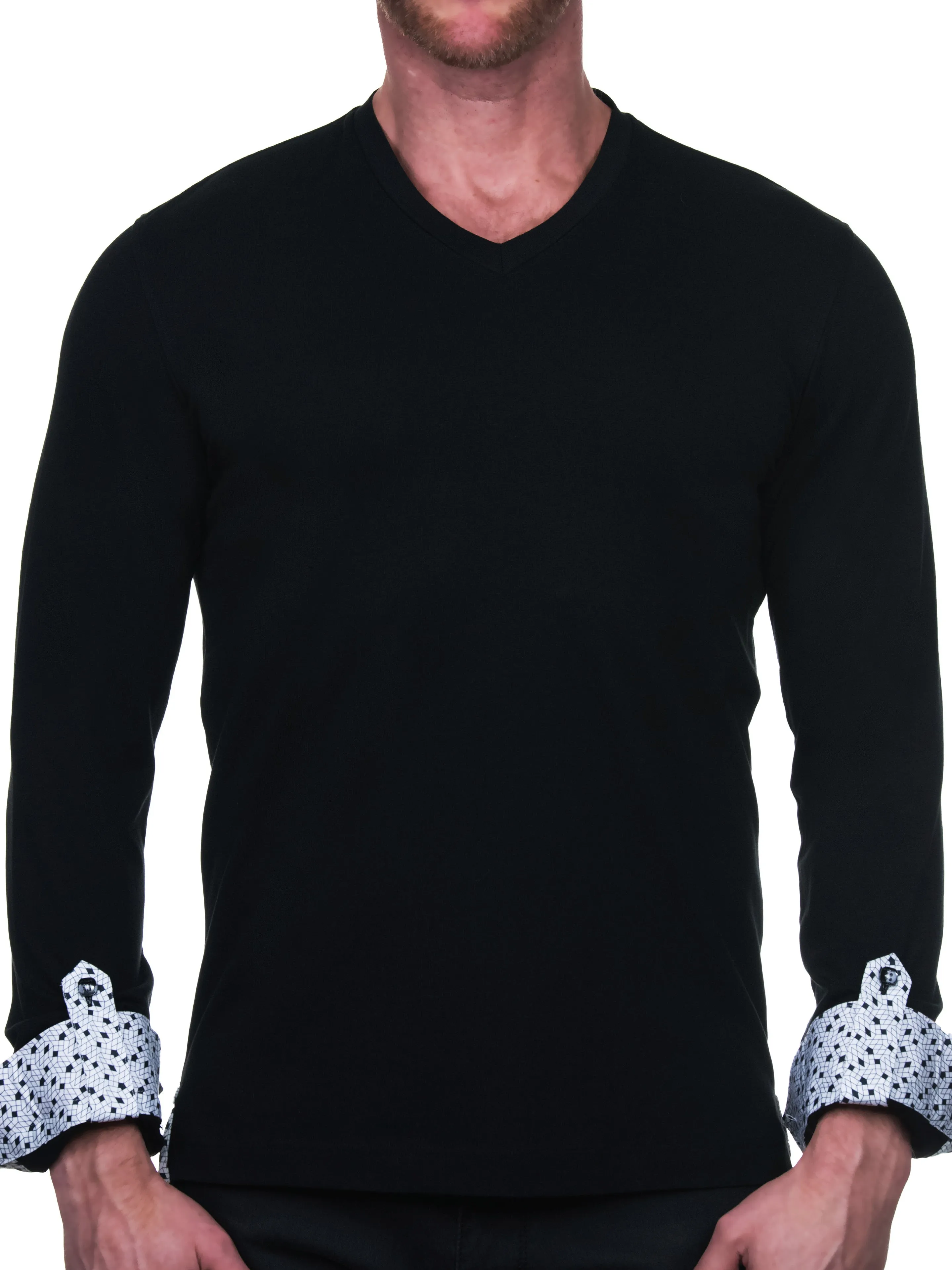 V-Neck Edison Geo Black