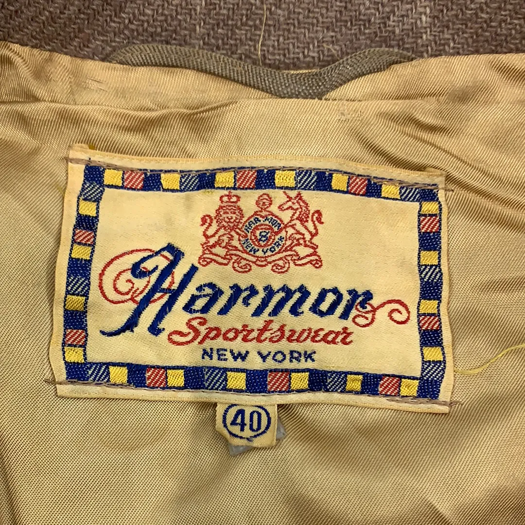Vintage Brown Contrast Sleeve Harmor Sportswear coat