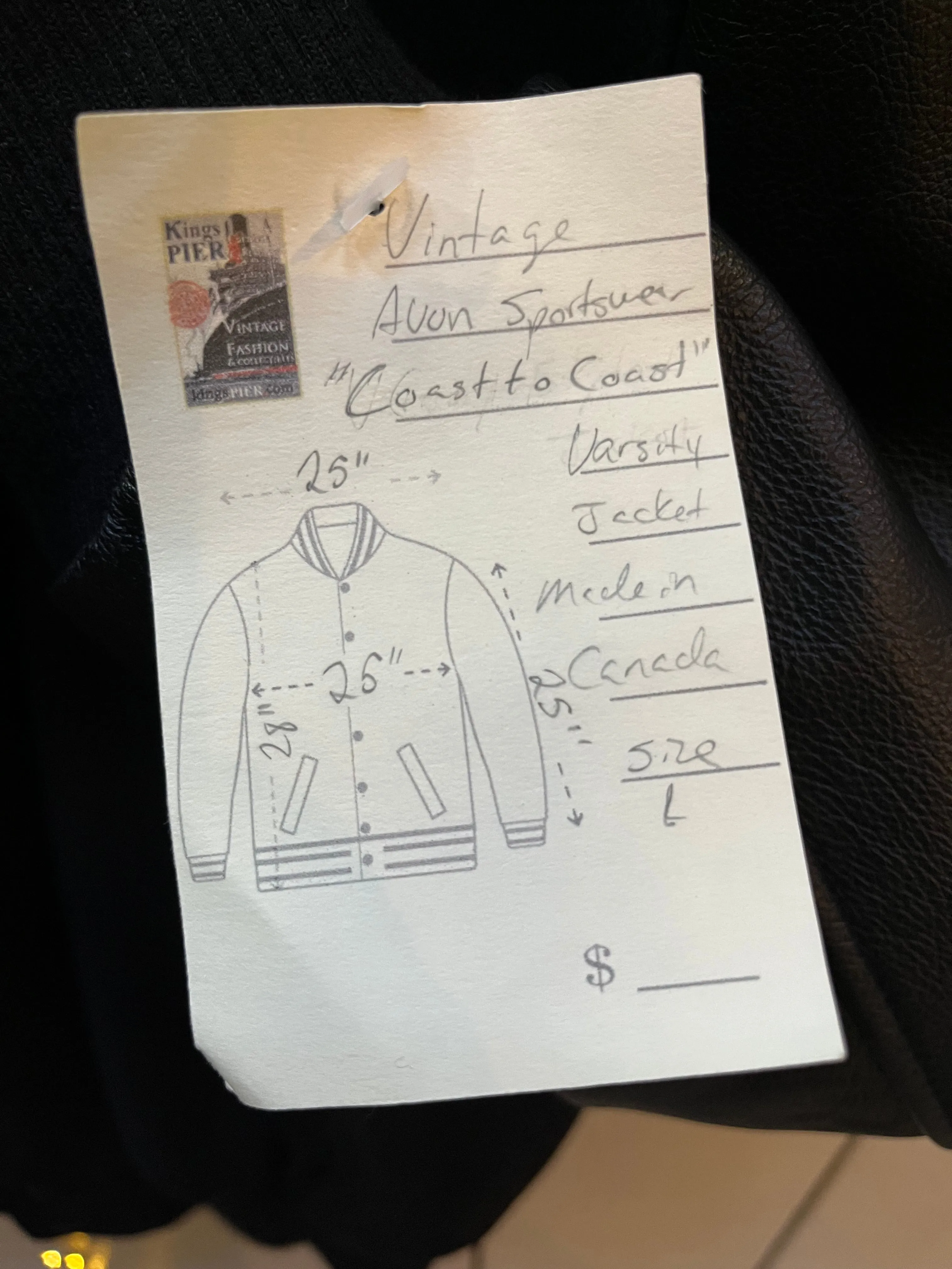 Vintage Coast to Coast Black Varsity Jacket, Made in Canada, Size Large