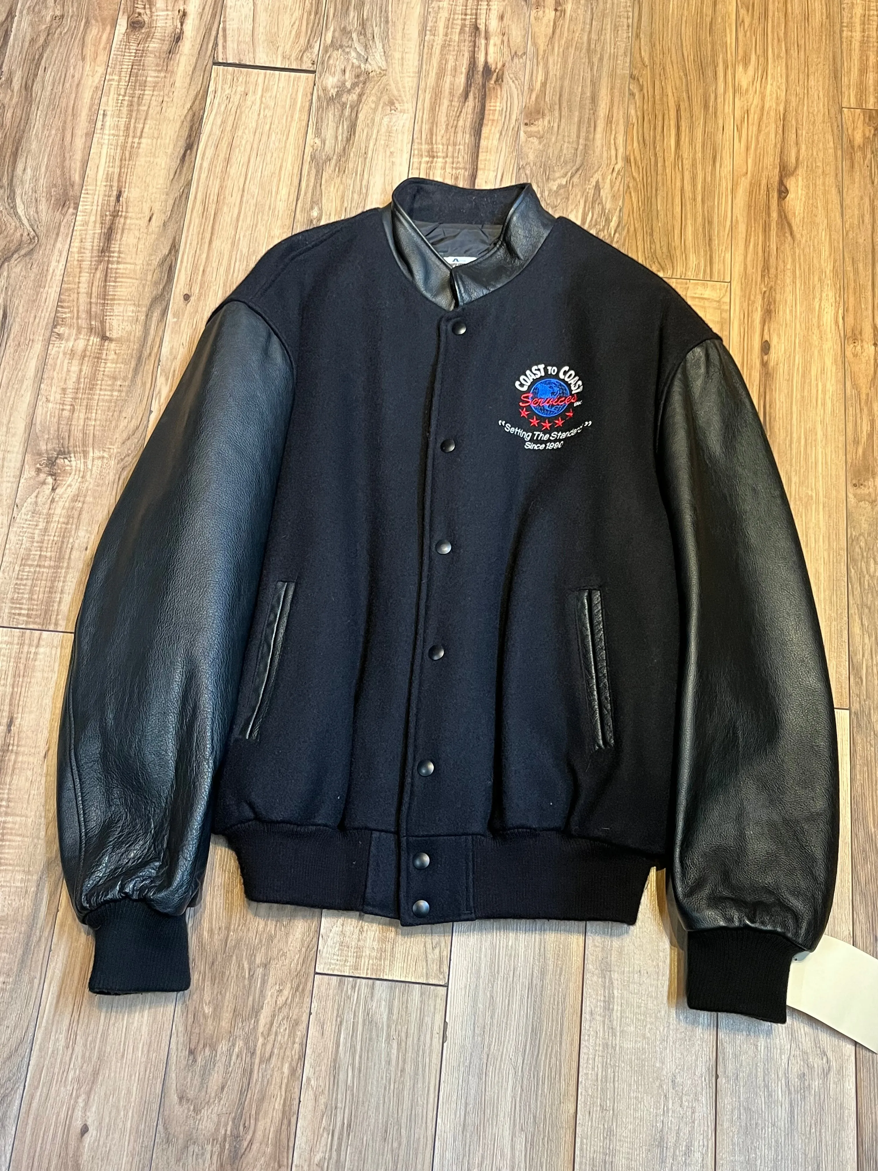 Vintage Coast to Coast Black Varsity Jacket, Made in Canada, Size Large