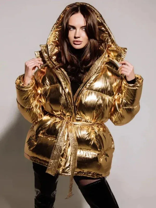 Wenkouban-Winter outfits Christmas Winter Thick Glossy Hooded Puffer Coat