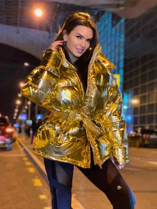 Wenkouban-Winter outfits Christmas Winter Thick Glossy Hooded Puffer Coat