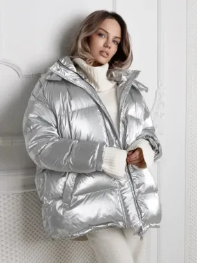Wenkouban-Winter outfits Christmas Winter Thick Glossy Hooded Puffer Coat
