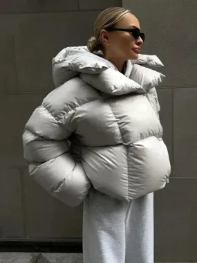 Wenkouban-Winter outfits Christmas Winter Warm Side Button Cotton Short Puff Hooded Coat