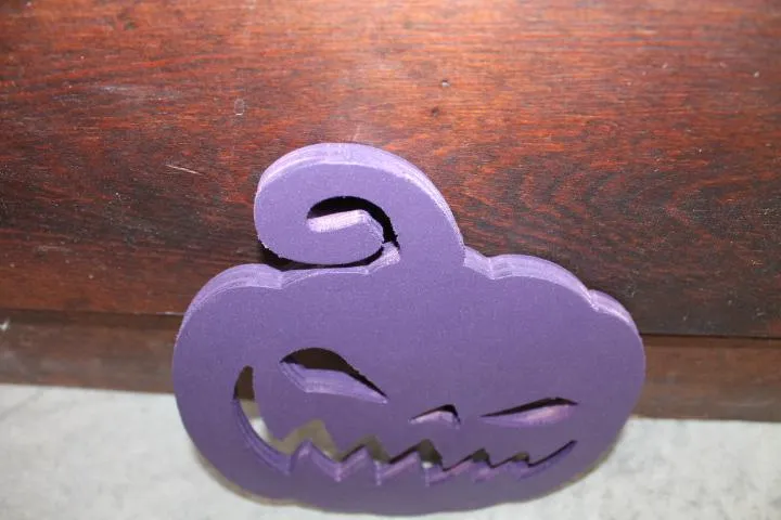 Wooden Jack o lantern Pumpkin Spooky Yard Cut out  Sign Pumpkin Rustic Yard Fall Autumn Decoration Prop Giftable Halloween Purple Face